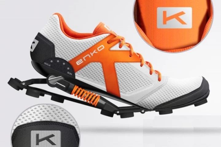 Each Enko shoe features 2 cm (0.8 in) of coil-sprung suspension