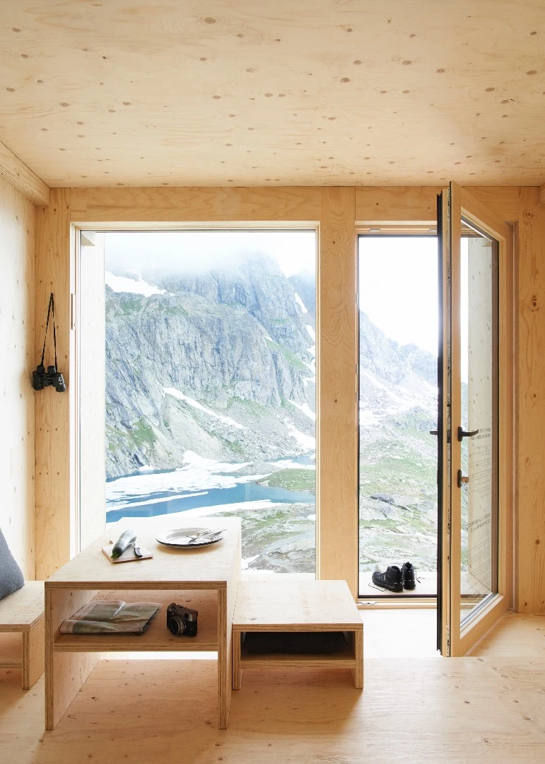 The On Mountain Hut has a glazed front that offers views of the stunning scenery