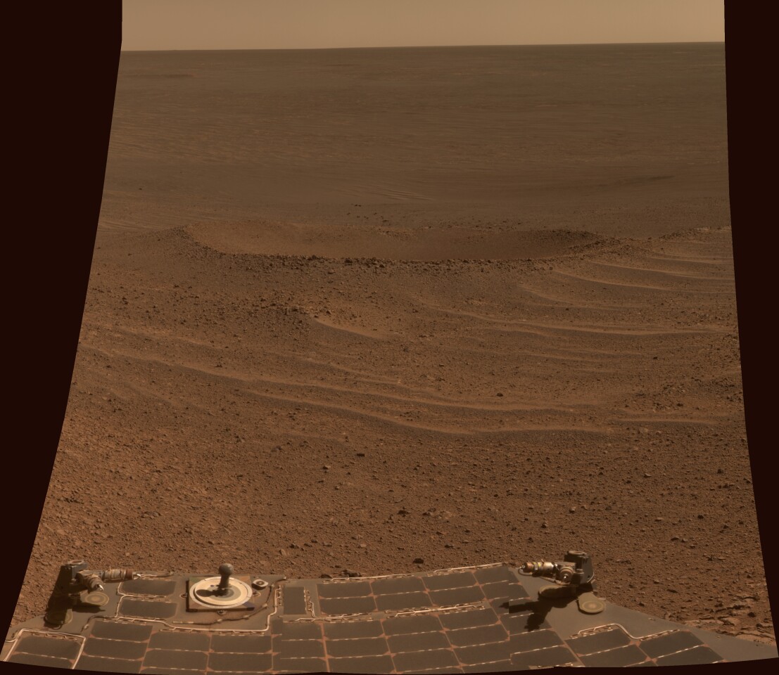 A shot of the Lunokhod 2 Crater taken from the Opportunity rover (Image: NASA/JPL-Caltech/Cornell/Arizona State Univ.)
