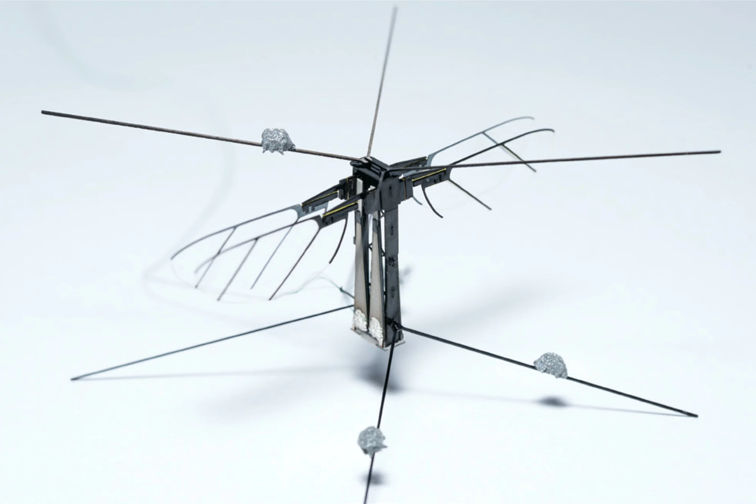 The externally powered Bee++ flying robot/drone weighs 95 mg and has a wingspan of just 33 millimeters