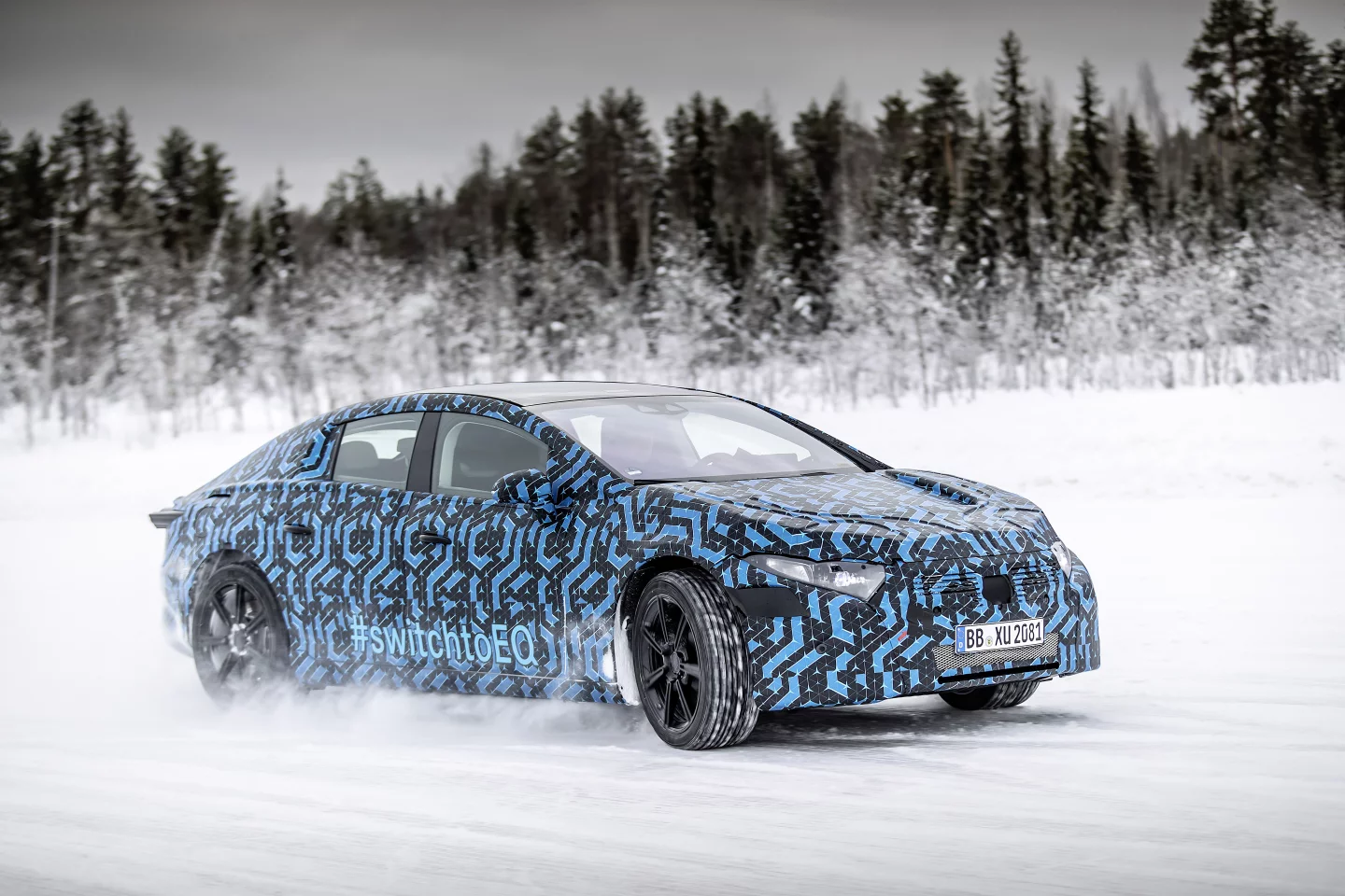 The upcoming Mercedes-Benz EQS does some winter testing