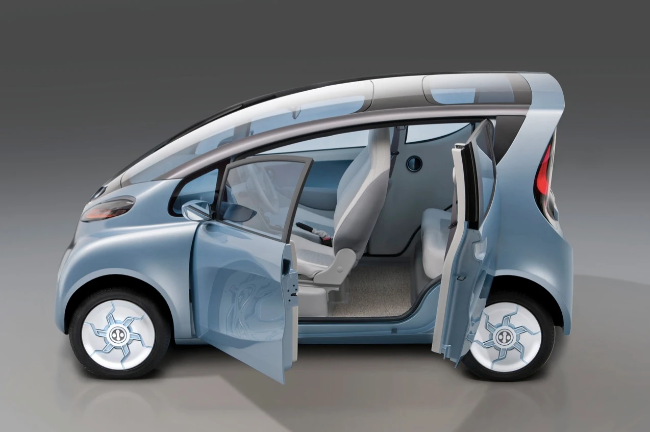The Tata eMO's rear suicide doors provide easy access to its interior