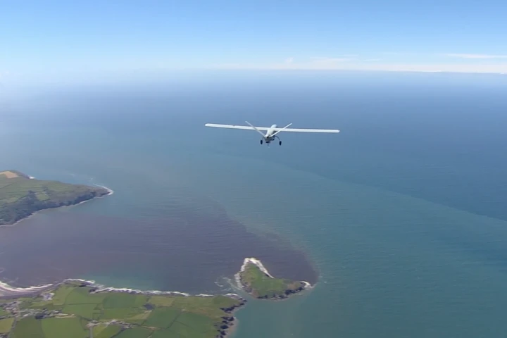 Watchkeeper took off from West Wales Airport on a three-and-a-half-hour flight