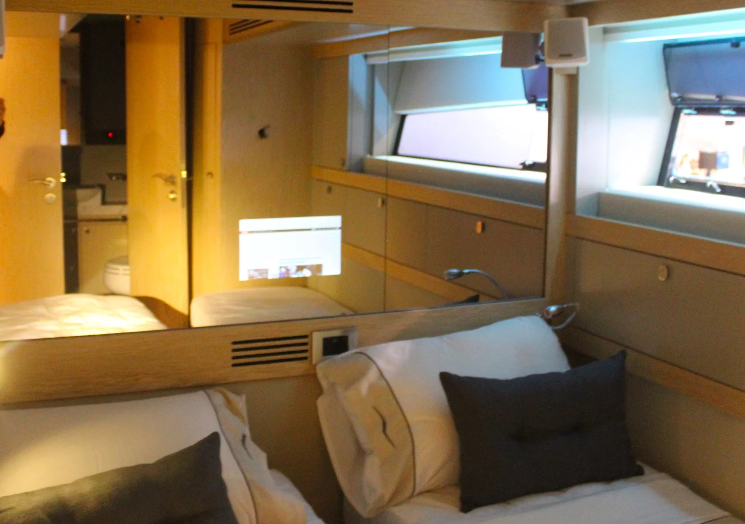 The bunk rooms aren't as fancy as the larger bedrooms, but they still have Smart Mirror tech