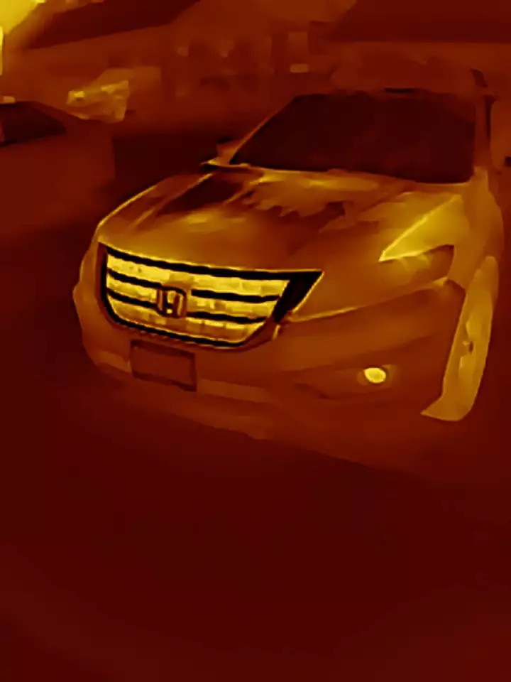 Heat signature of a recently parked car
