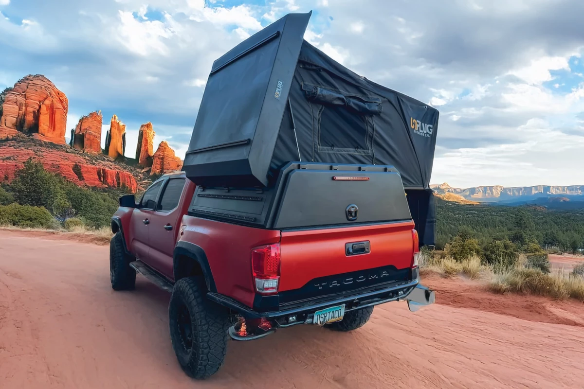A truck camper like no other (background generated by Photoshop of a Sedona-like atmosphere. The images provided had no backgrounds)