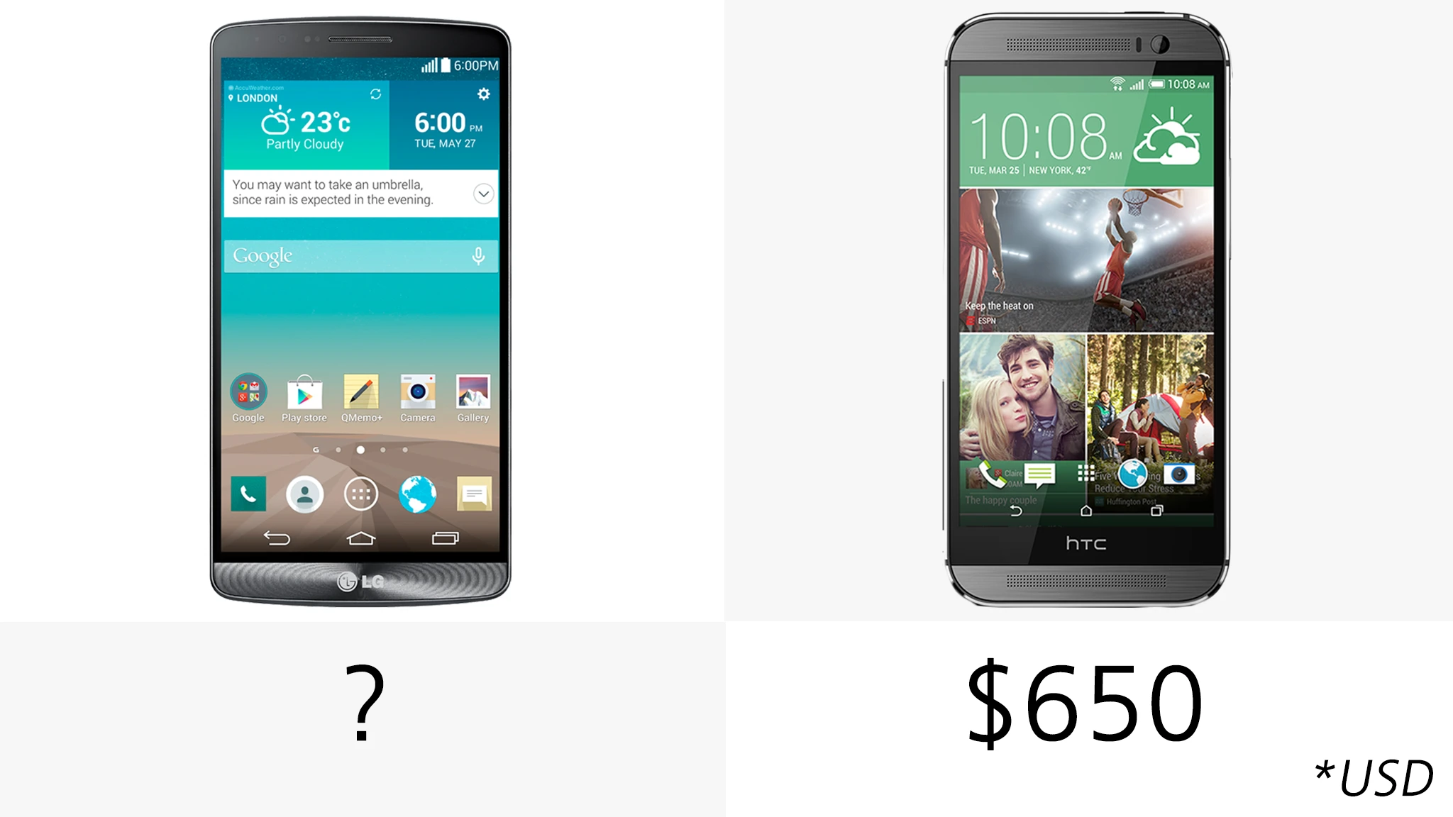 The LG device is likely to feature a similarly hefty price tag to its HTC rival