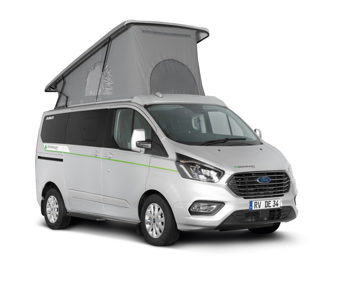 At just under 5 m, the Globevan e.Hybrid is a greener breed of mini-campervan