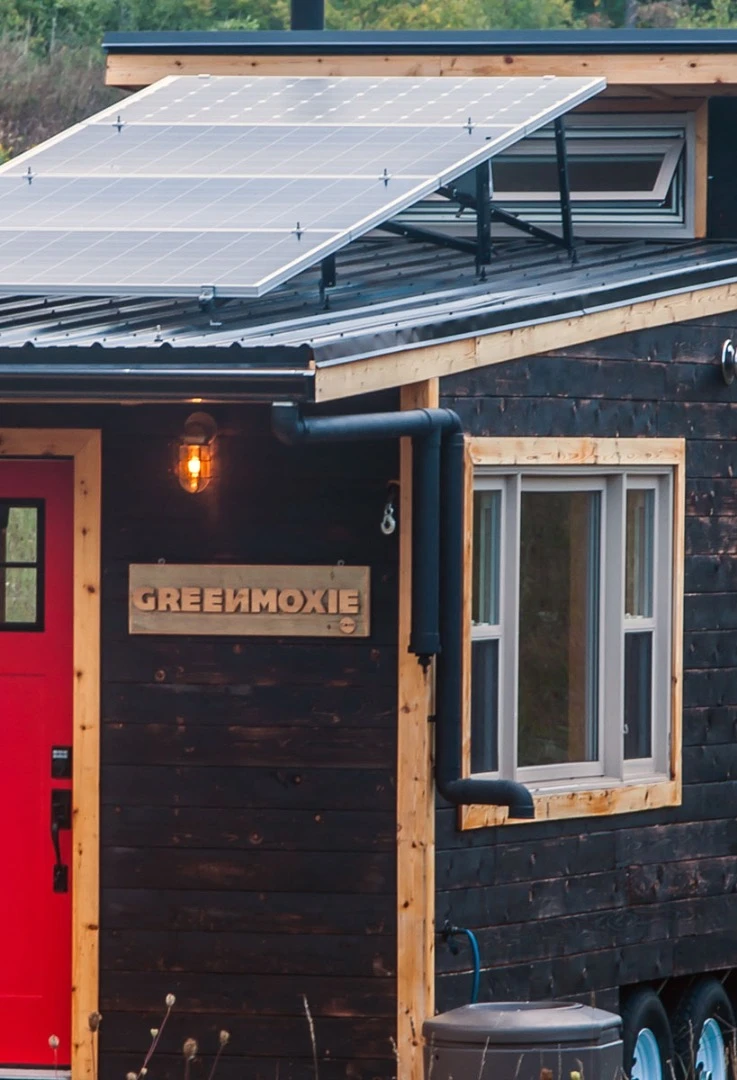 The Greenmoxie Tiny House is powered by a roof-based solar panel array