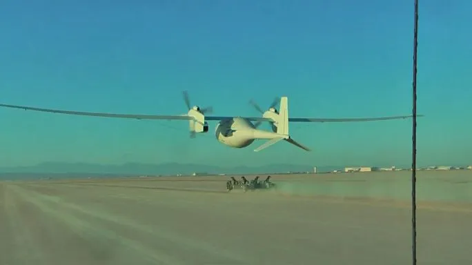 Boeing's Phantom Eye unmanned autonomous aircraft lifts off from its launch cart