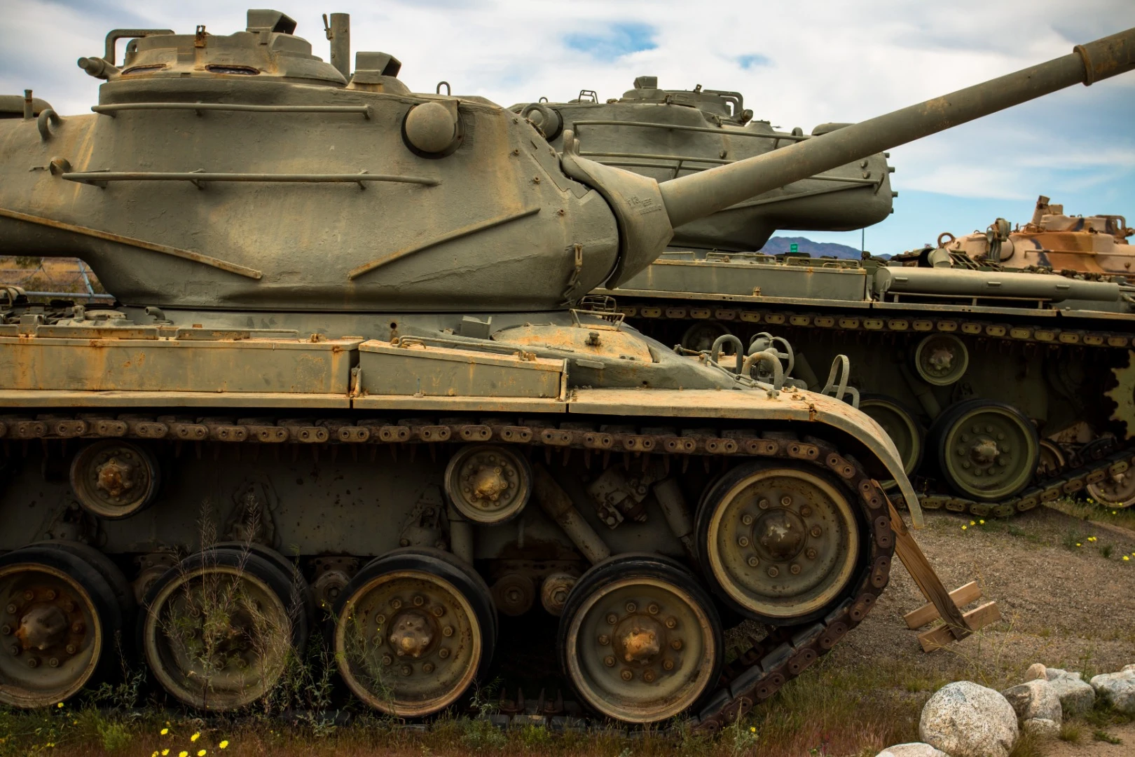 In 1952, the M47 Patton was born. It had a 90mm M36 main gun, a single .30cal Browning machine gun, and two .50cal M2 machine guns. The engine was upgraded to a Continental V12 gasoline configuration making 810 horsepower