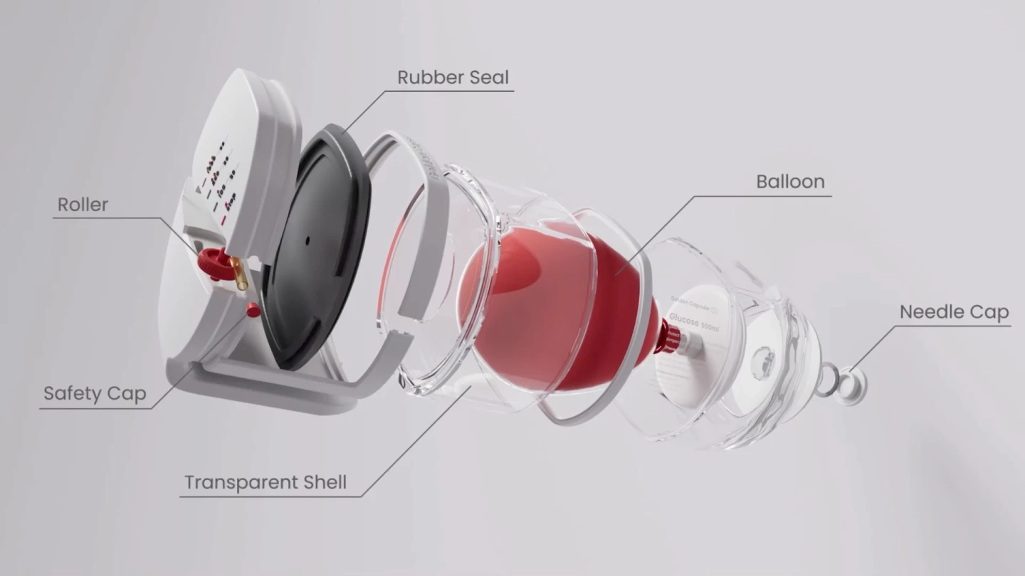 An exploded view of the Golden Capsule