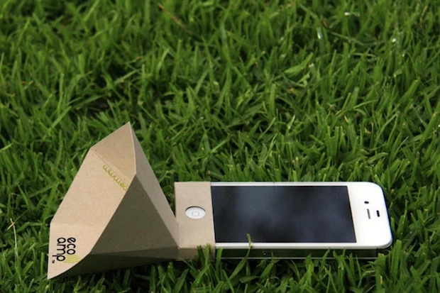 The eco-amp is made from 100 percent recycled post-consumer paper