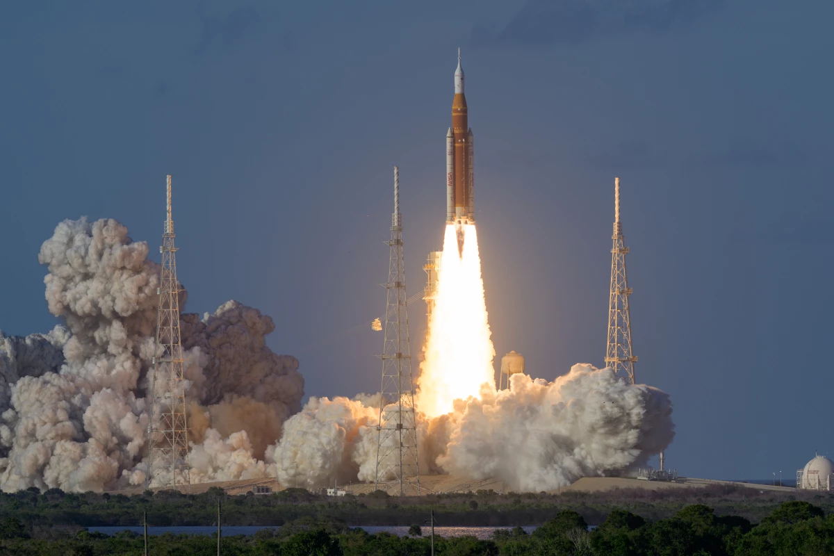 Lift off for first manned Moon mission in 53 years