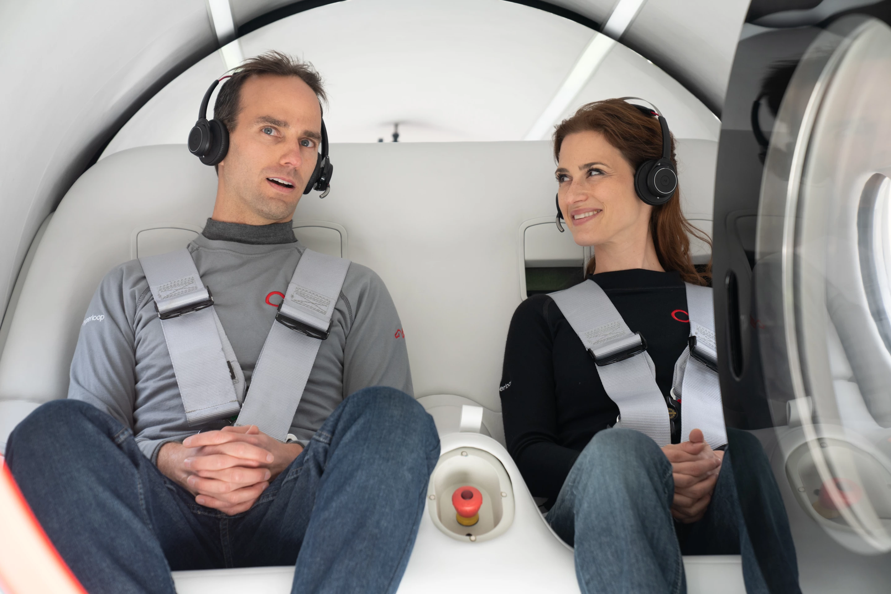 The Virgin Hyperloop has carried its first passengers along a test track