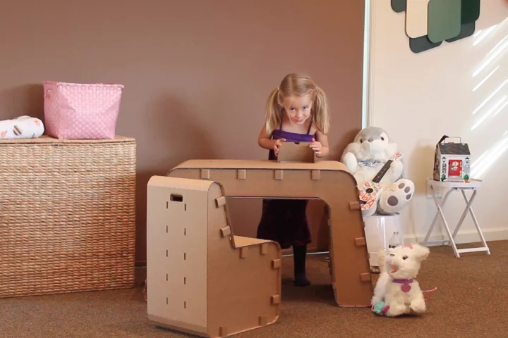 Once completed, Kids Imagination Furniture can be used as a normal desk and chair