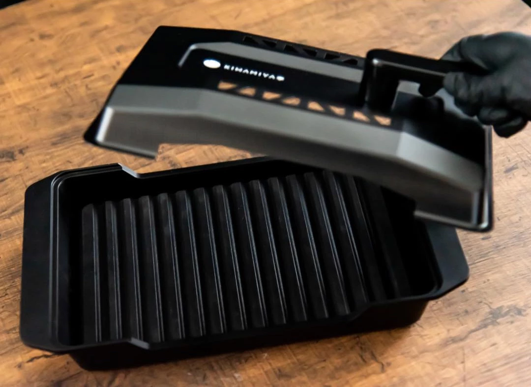 The Grill-X can be taken apart and washed in the sink with detergent between uses