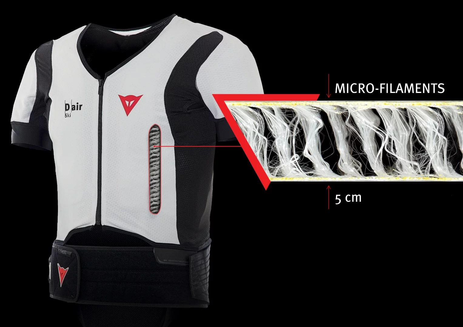 Dainese's D-air Ski garment relies on micro-filaments to help it expand during deployment