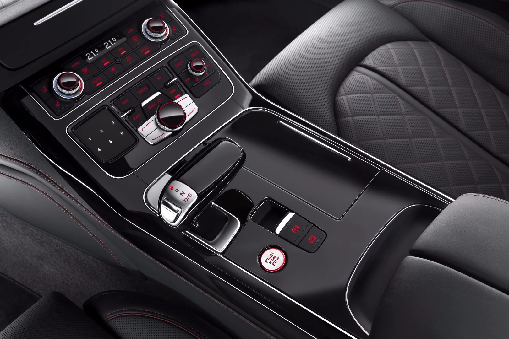 The new Audi S8 plus has a center console with integrated controls