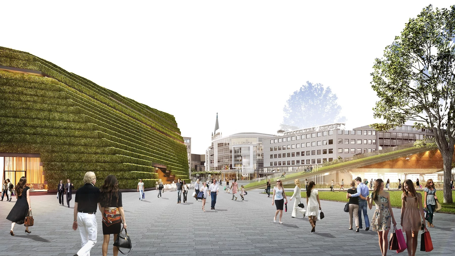 Kö-Bogen 2 is covered in almost 4 km (2.5 mi) of Hornbeam hedges