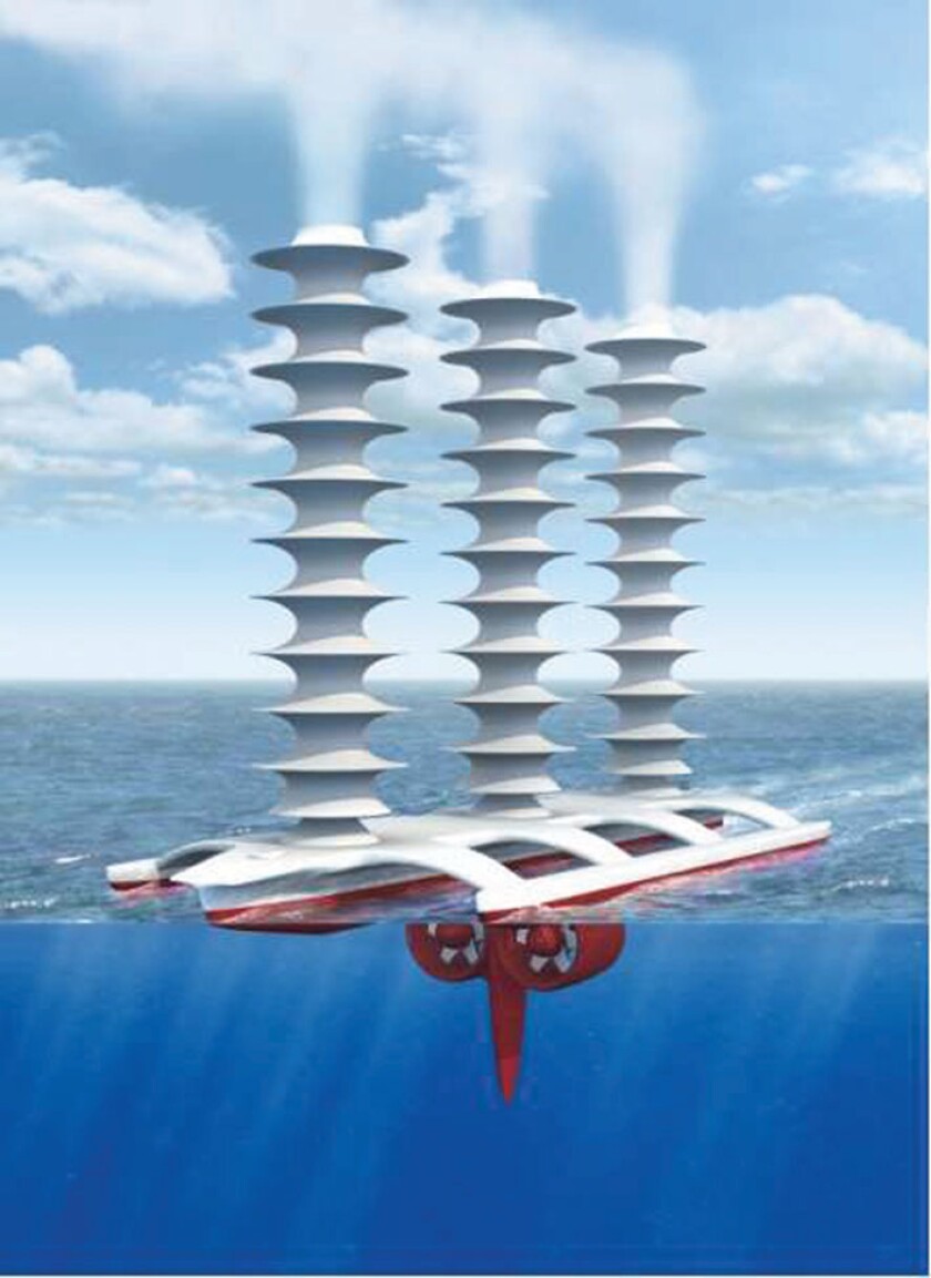 An artist's rendition of a cloud-brightening ship concept, from the University of Washington