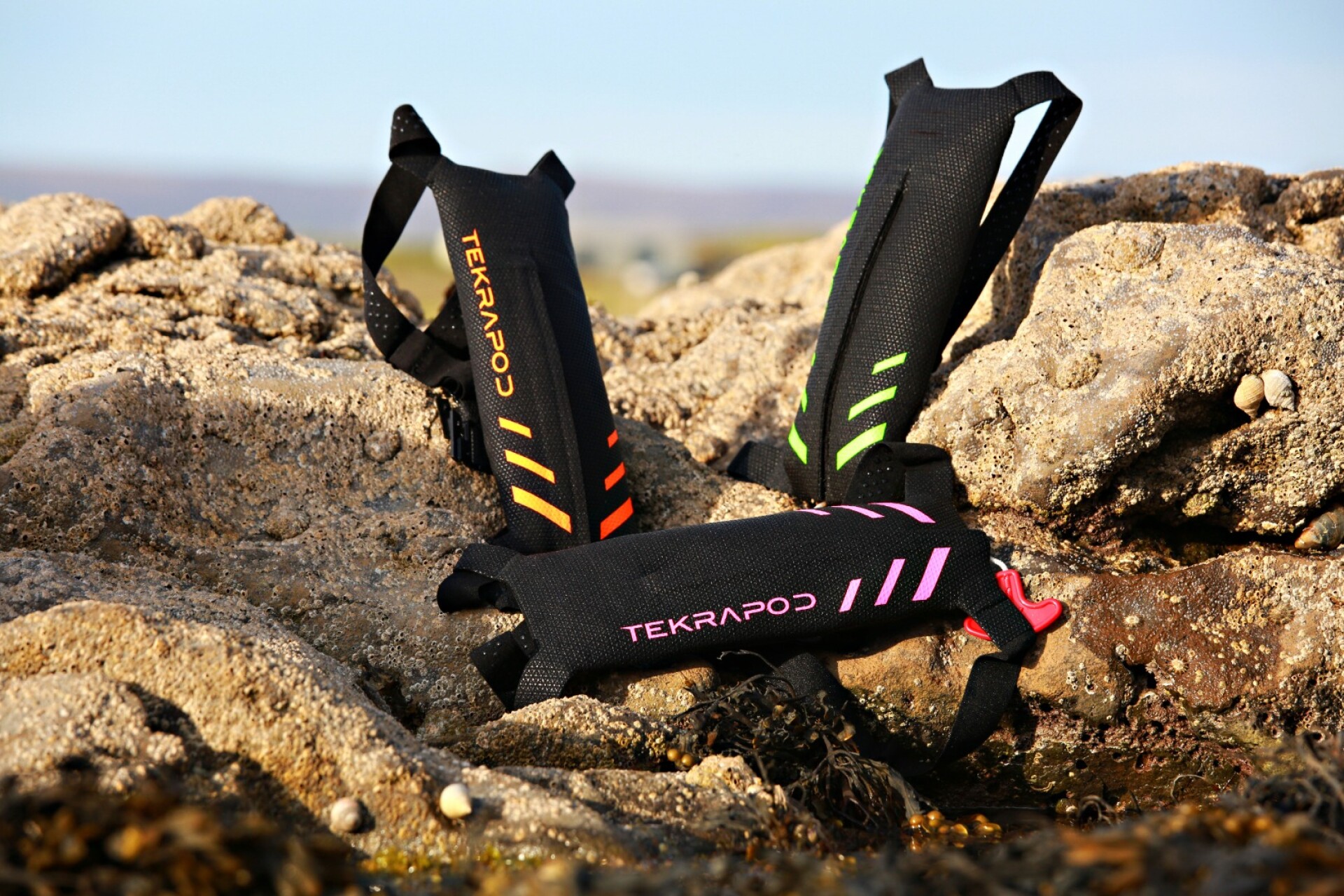 Openwater swimming safety device snugs to the back when not needed