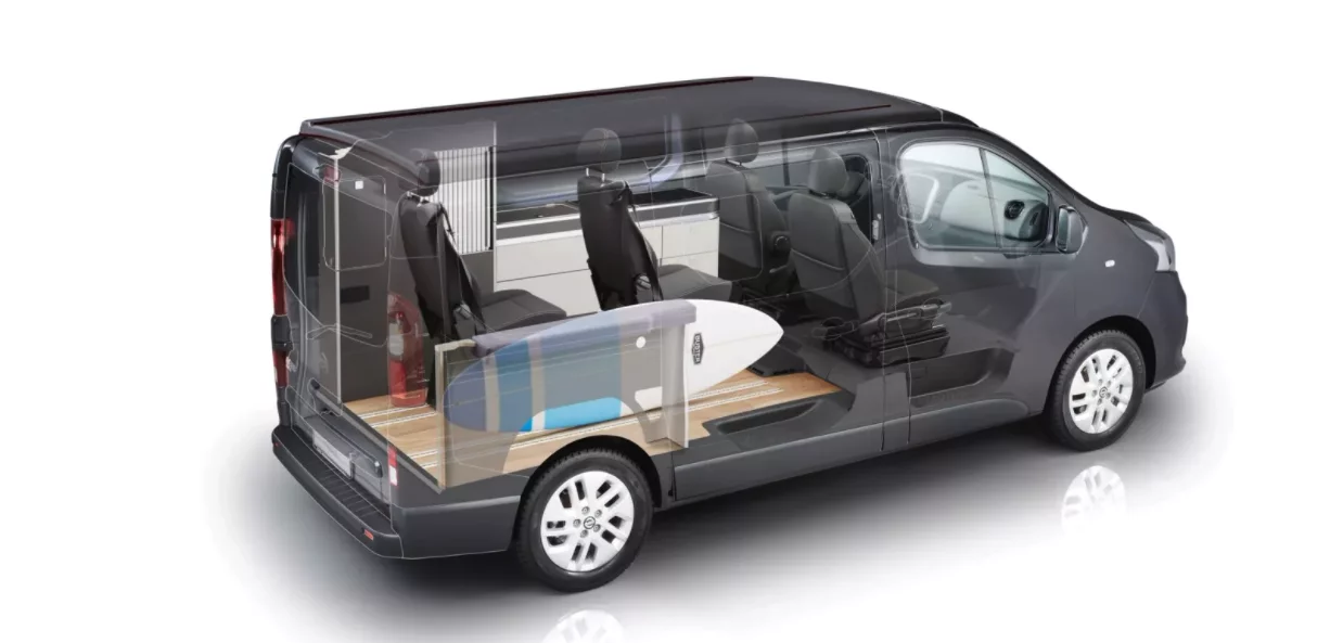 Two seats mounted in tandem to make room for longer gear