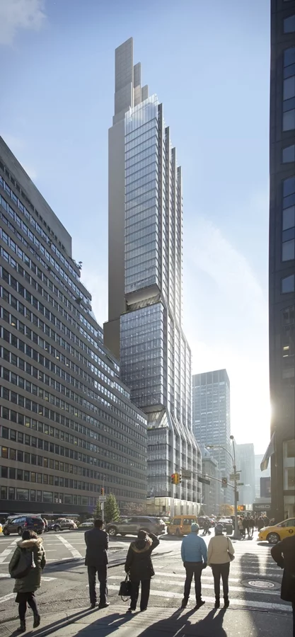 The bottom section of 425 Park Avenue is designed to be "knitted" with the outside street