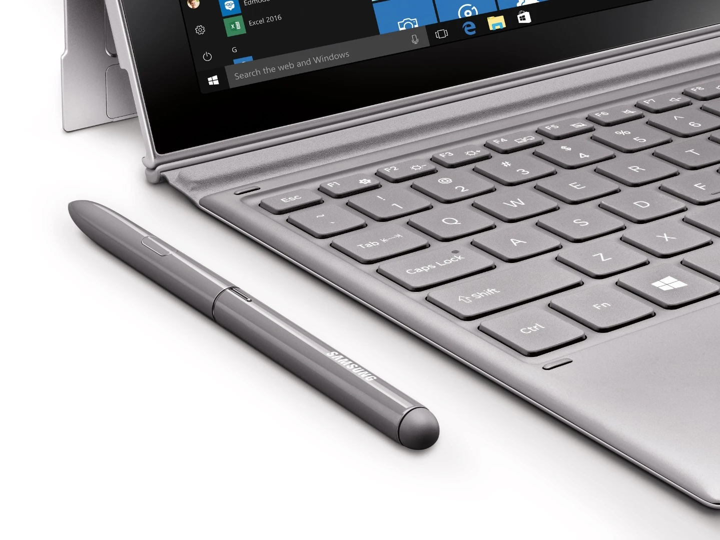 The Samsung Galaxy Book2 comes supplied with a physical keyboard/folio cover hybrid and S Pen