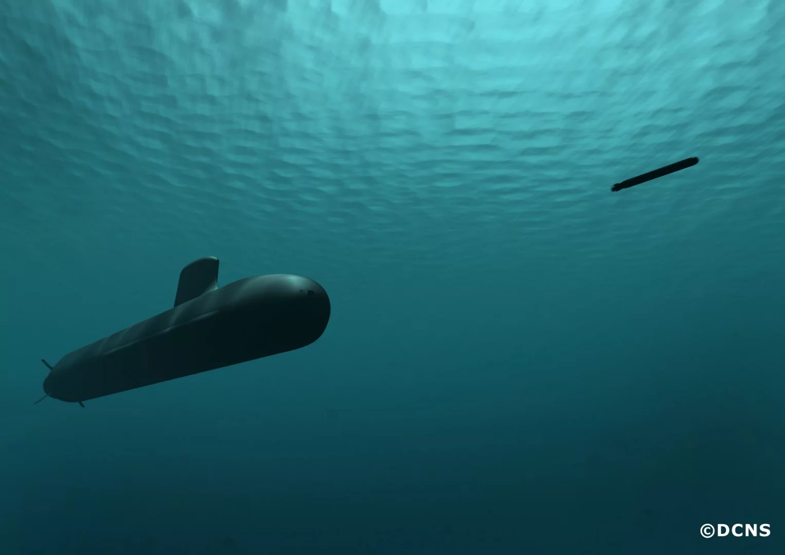 Rendering of Suffren firing a torpedo