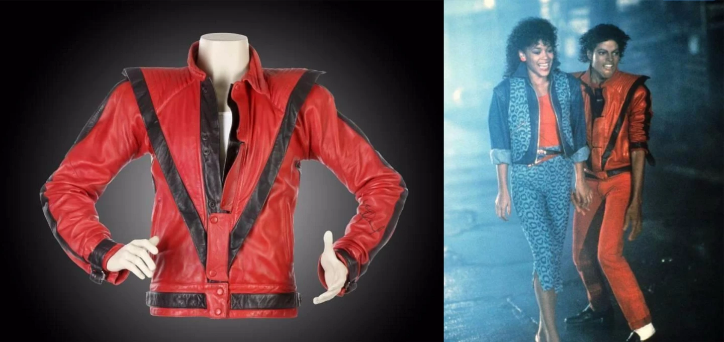 The red leather jacket worn by Michael Jackson in "Thriller", the biggest selling music video in history, fetched $1,810,000 at a Julien's auction in 2011.