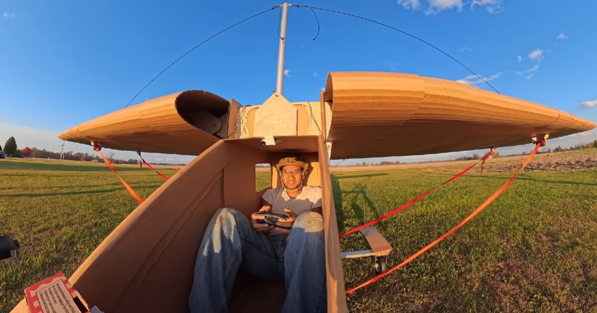 Human-scale cardboard aircraft came surprisingly close to real flight Human-scale cardboard aircraft came surprisingly close to real flight