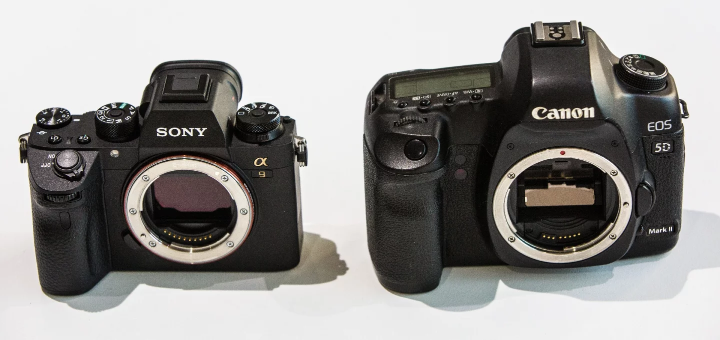Sony a9 vs Canon 5D Mk.ii – the Sony is physically much smaller