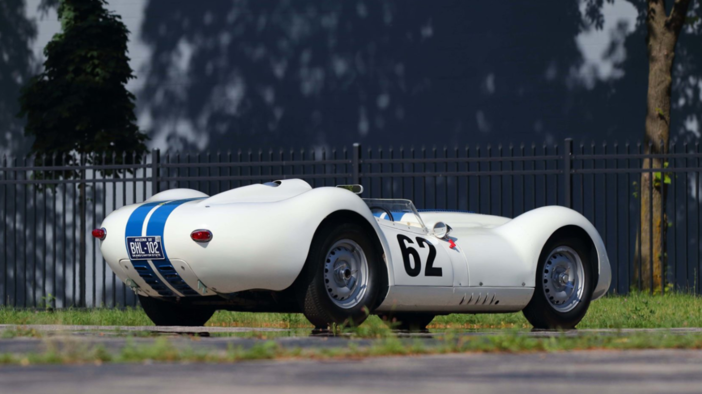 One of two identical 1958 Lister-Jaguar 'Knobbly' race cars delivered to noted sportsman Briggs Cunningham in 1958, the other car sold for $1,980,000 during Monterey Car Week 2013, then in May, 2014 in Monaco, it sold again for €1,176,000 million ($1,618,363). Official Auction Description: MecumLot F75