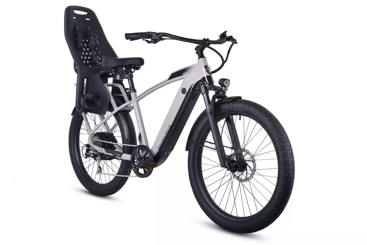 The included cargo rack can host an optional child seat