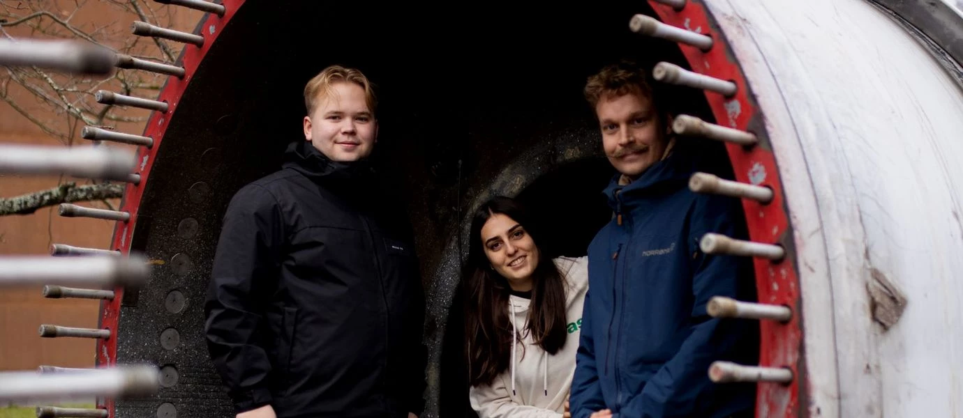 From left: Reverlast's design lead Henrik Jansson, Aalto Sustainability Club Chair Martina Presepi, and Reverlast co-founder Ossi Heiskala – not pictured is co-founder Johannes Peace