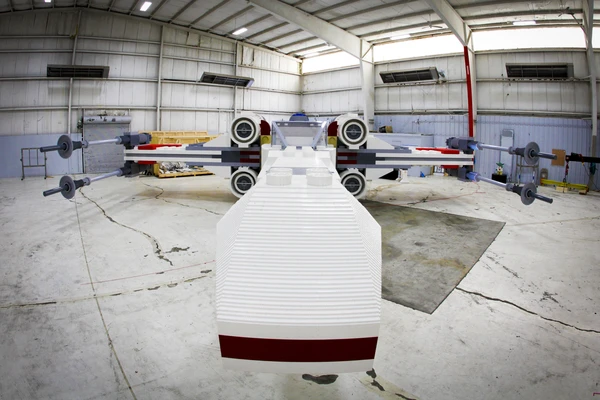 Front view of the Lego Star Wars X-Wing model