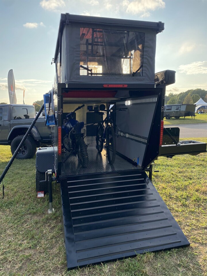 The Trail Dog's spacious interior can comfortably fit two motorcycles, an ATV, or a couple of mountain bikes