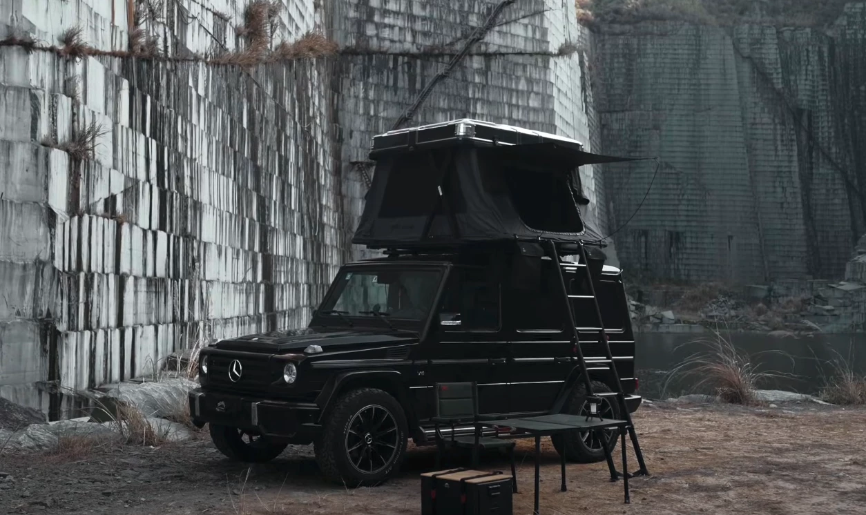 Wild Land says the Sky Rover rises into camping form automatically in one minute's time