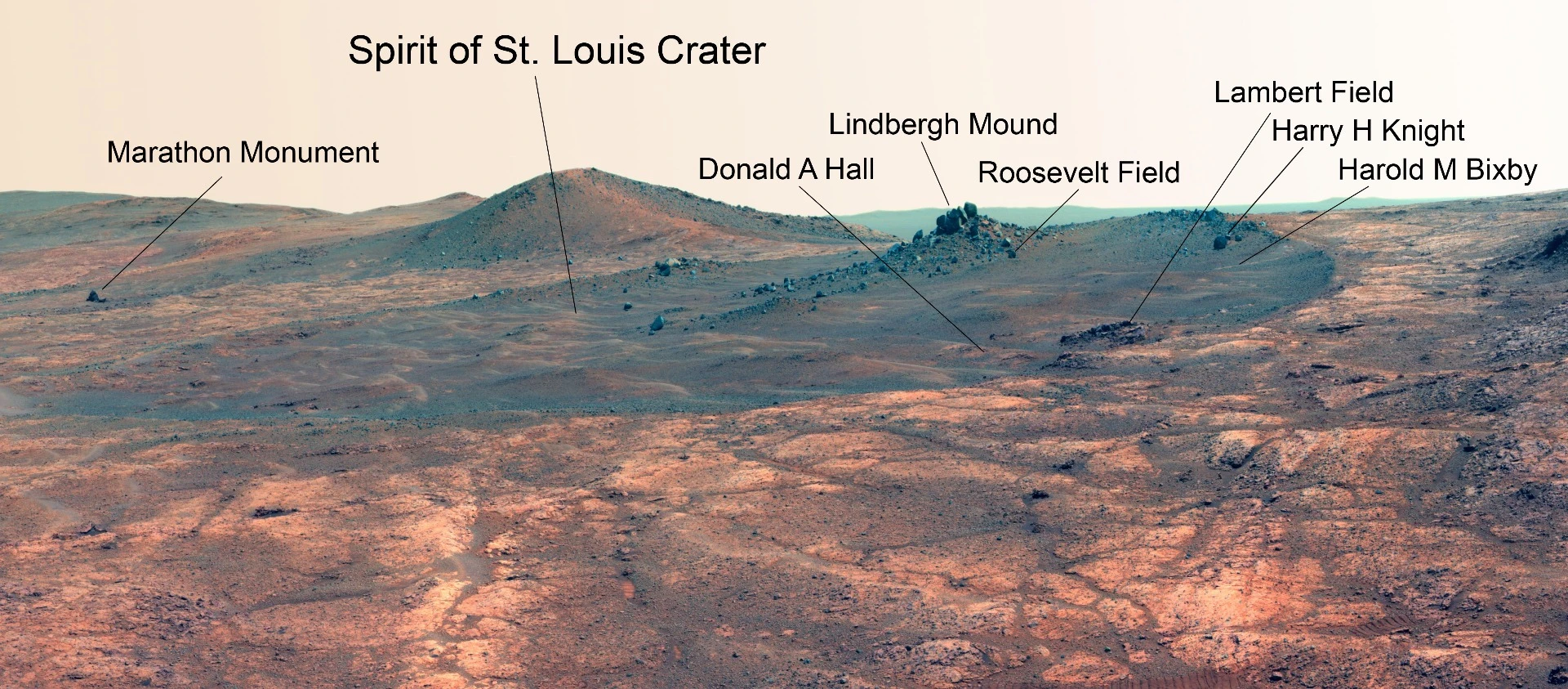Features named after Lindbergh's first solo flight across the Atlantic in 1927