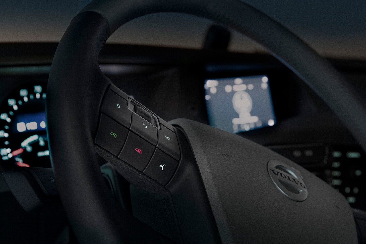 The new system in Volvo trucks can be controlled from the steering wheel