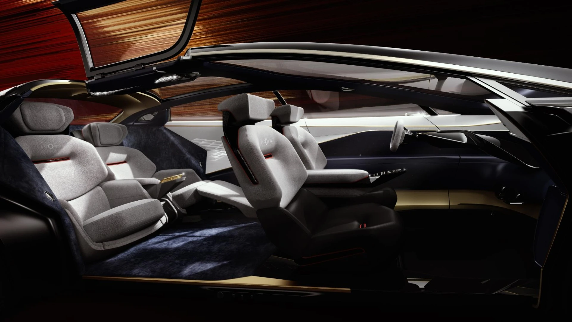 Carbon fiber and ceramic trim provide a modern complement to the more traditional luxury fabrics