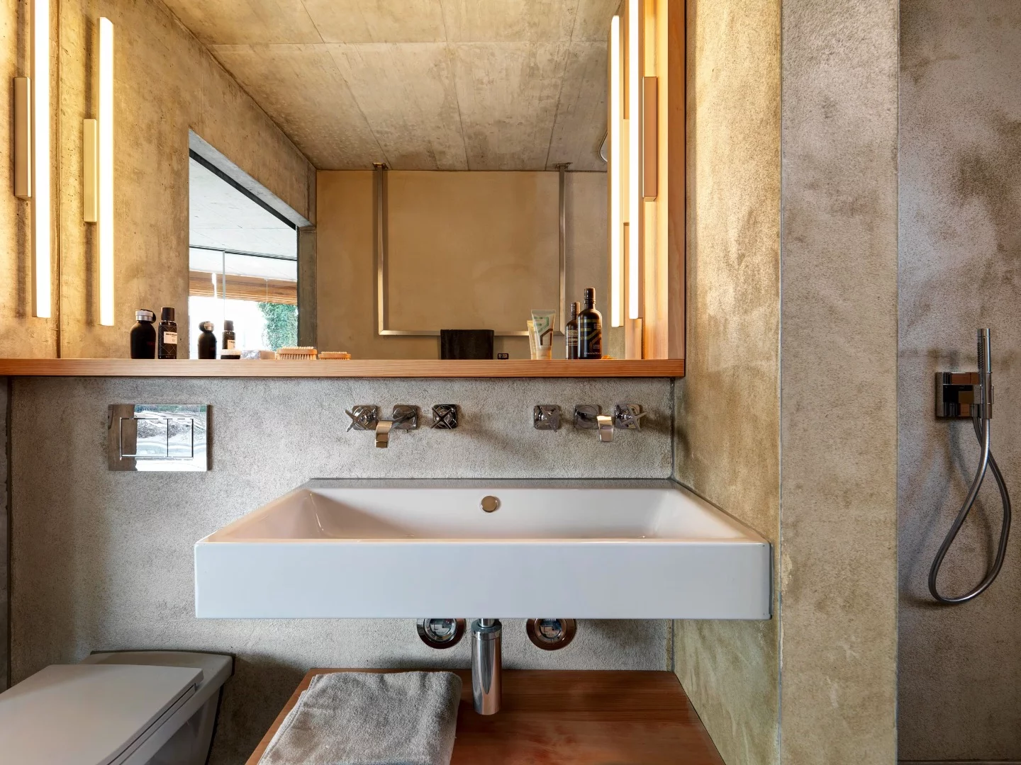 Inside the bathroom of one of Affordable Housing Langgrütstrasse's apartments