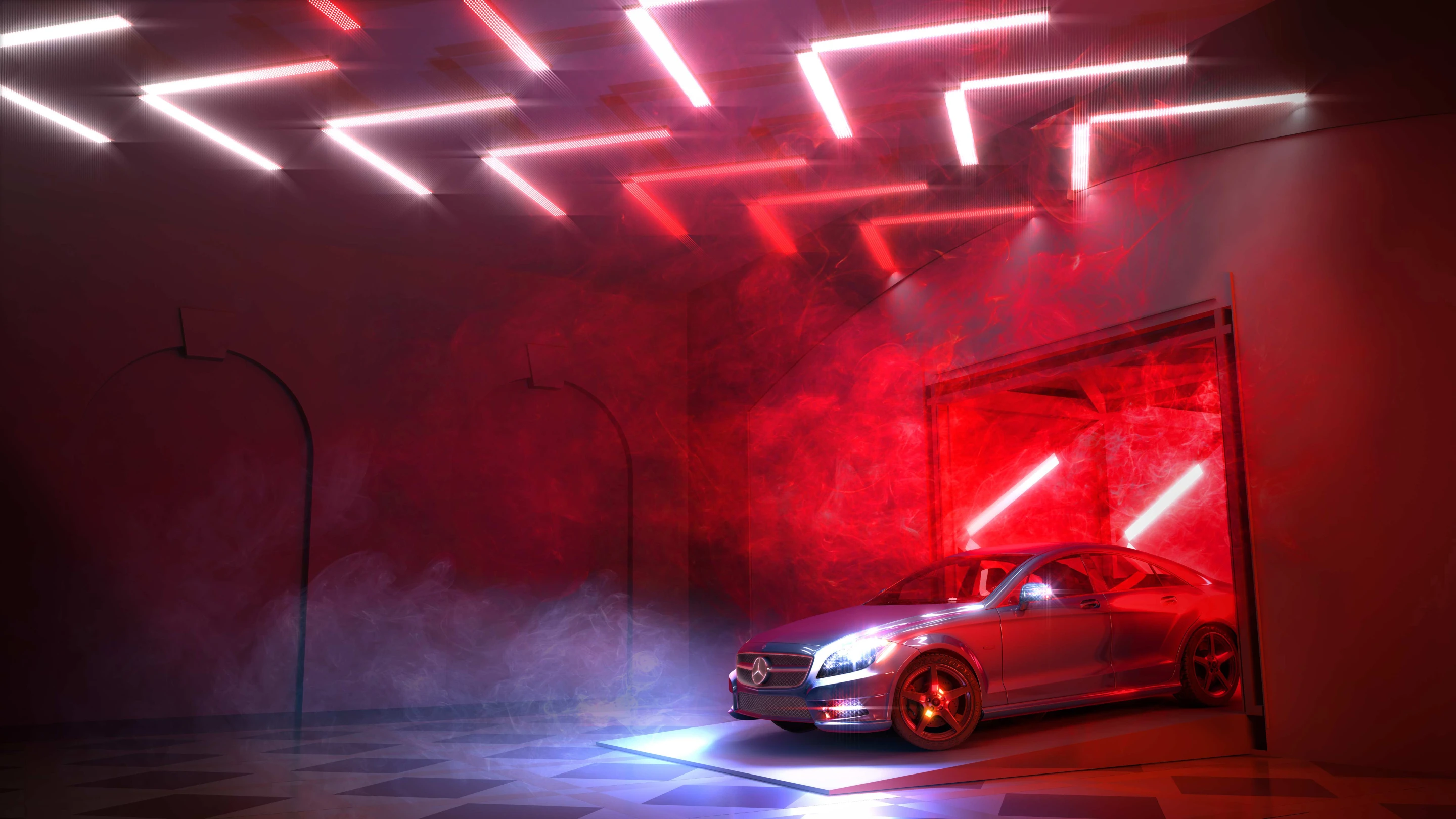 The Mercedes Drive Thru is a combination of light, art, auto and food