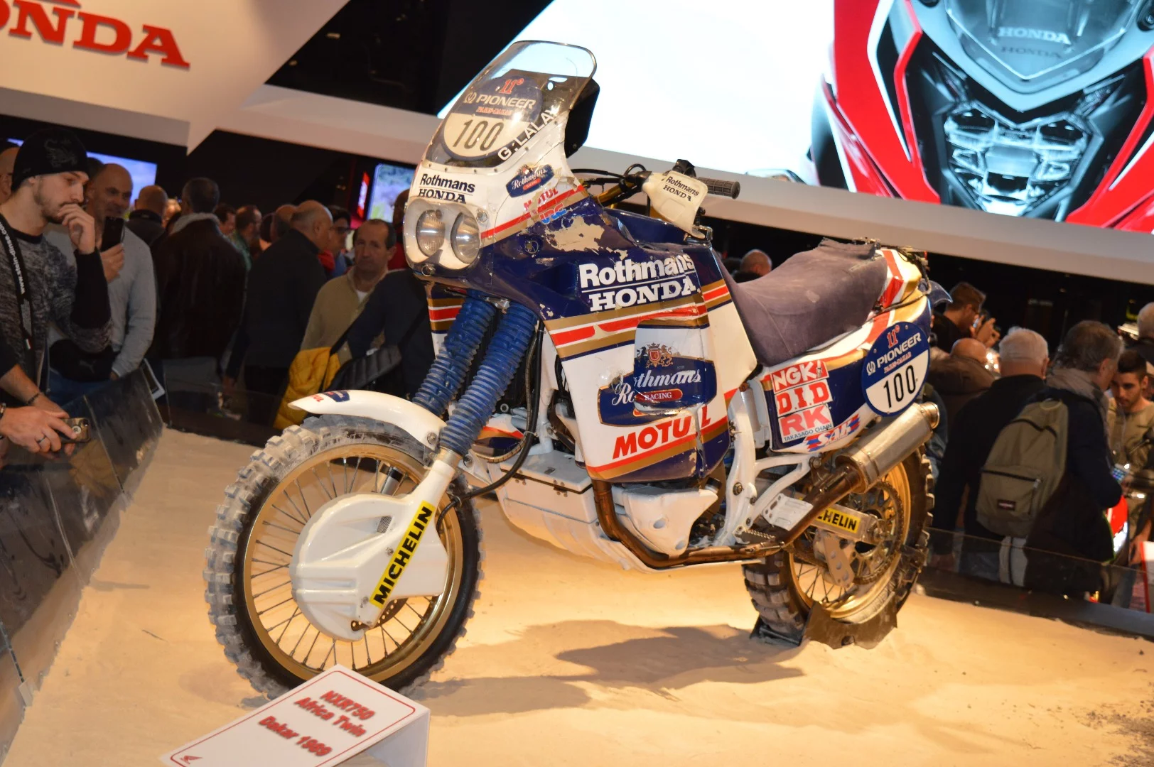 The Honda NXR750 Africa Twin that Gilles Lalay rode at the 1989 Paris-Dakar rally