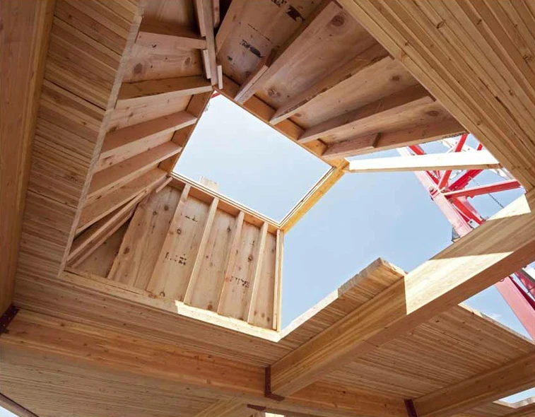 A skylight goes in on level 6, May 2012 (Photo: John Stamets)