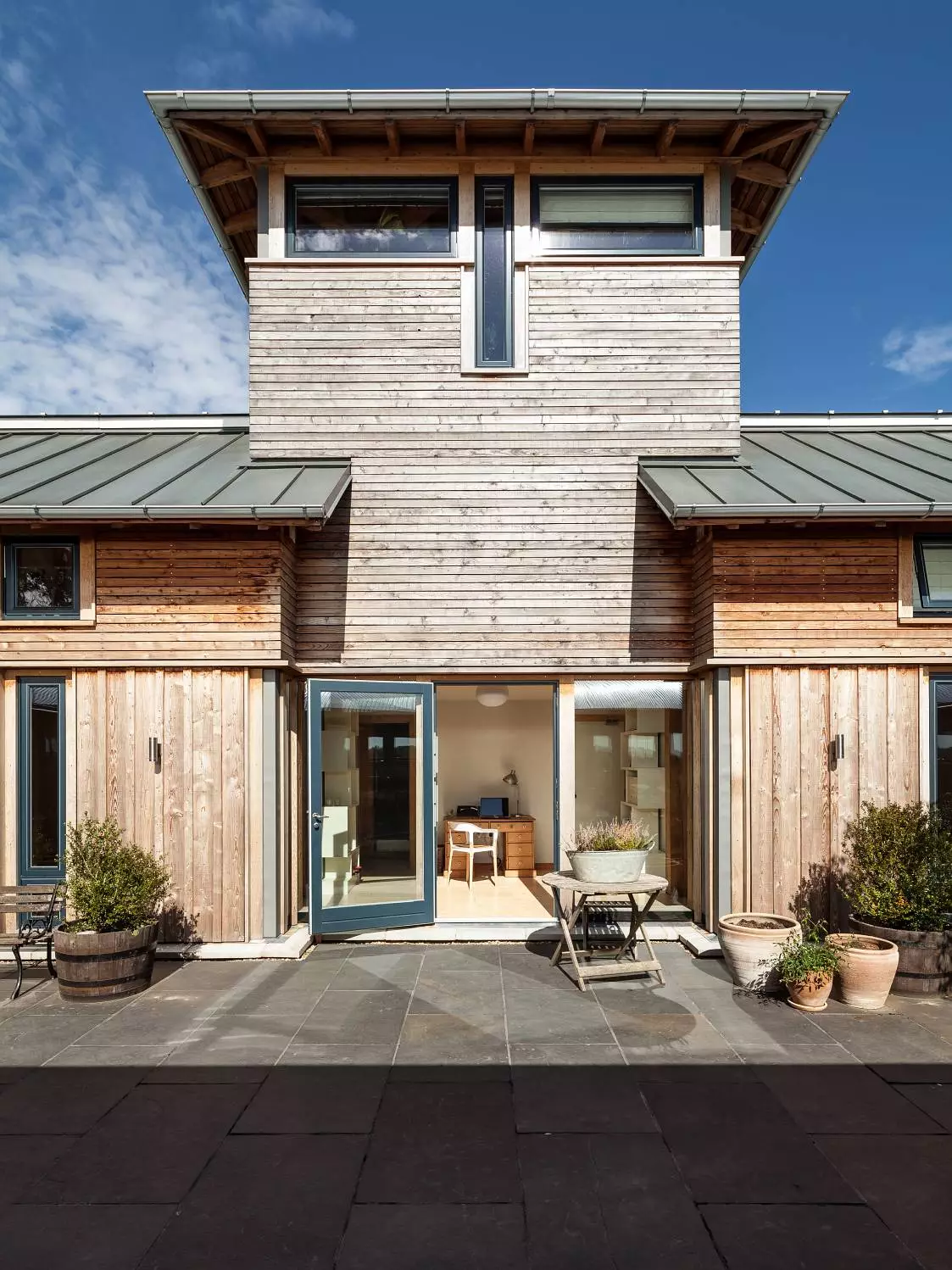 Though Douglas Fir has been used in the structure, timber and timber-derived products have been used extensively, including in the building's insulation, floors and, obviously, its exterior cladding