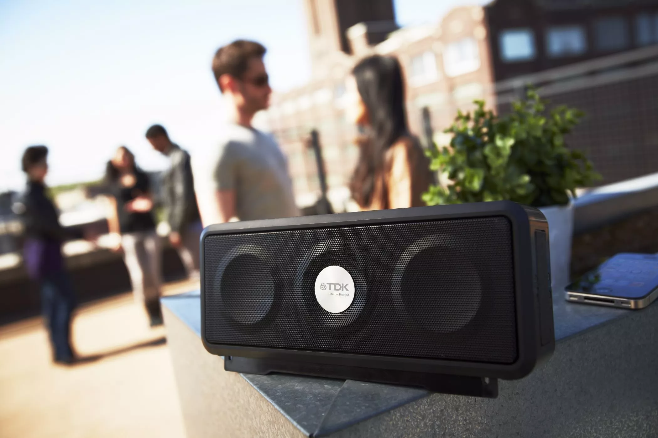 The Wireless Weatherproof Speaker features two front 1.5-inch full range drivers, two rear 3-inch passive radiators and one 2.5-inch subwoofer