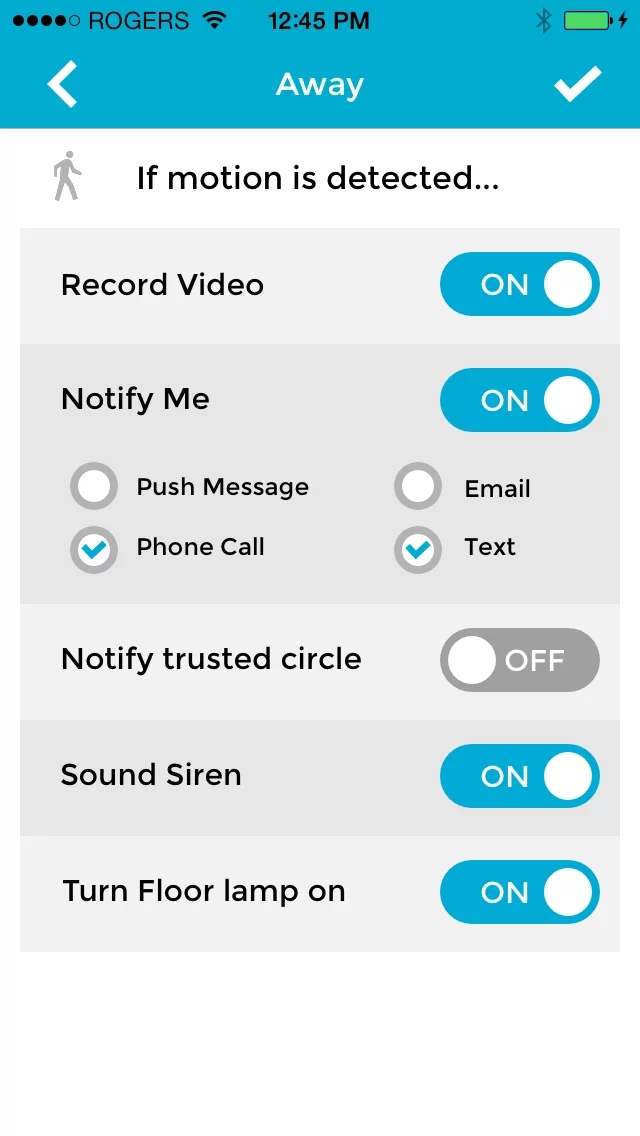 Rules can be set if any motion is detected