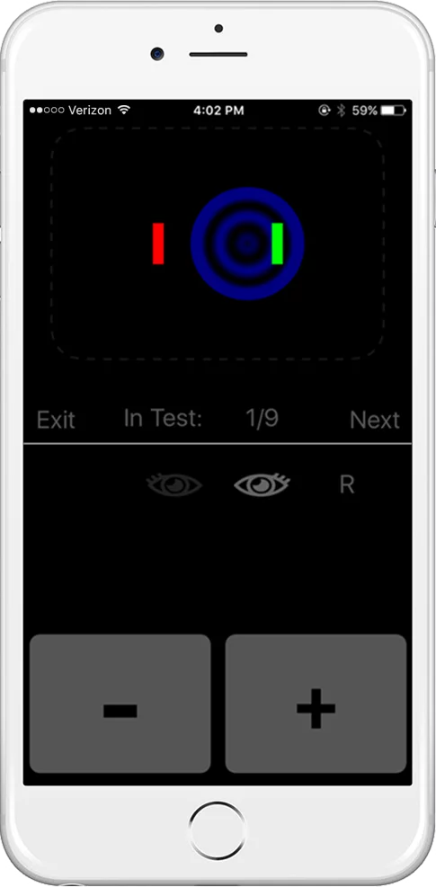 To get your eyesight assessed, just align the red and green bars